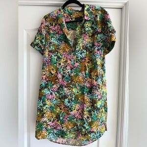 J. Crew 100% Silk Floral ShirtDress